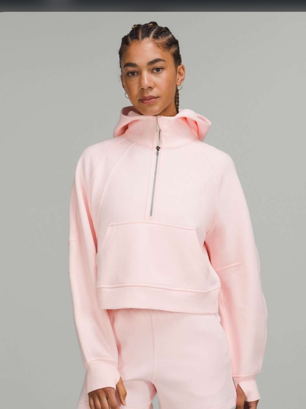 Lululemon Scuba Oversized Cropped Pink Half-Zip Hoodie size xS/s